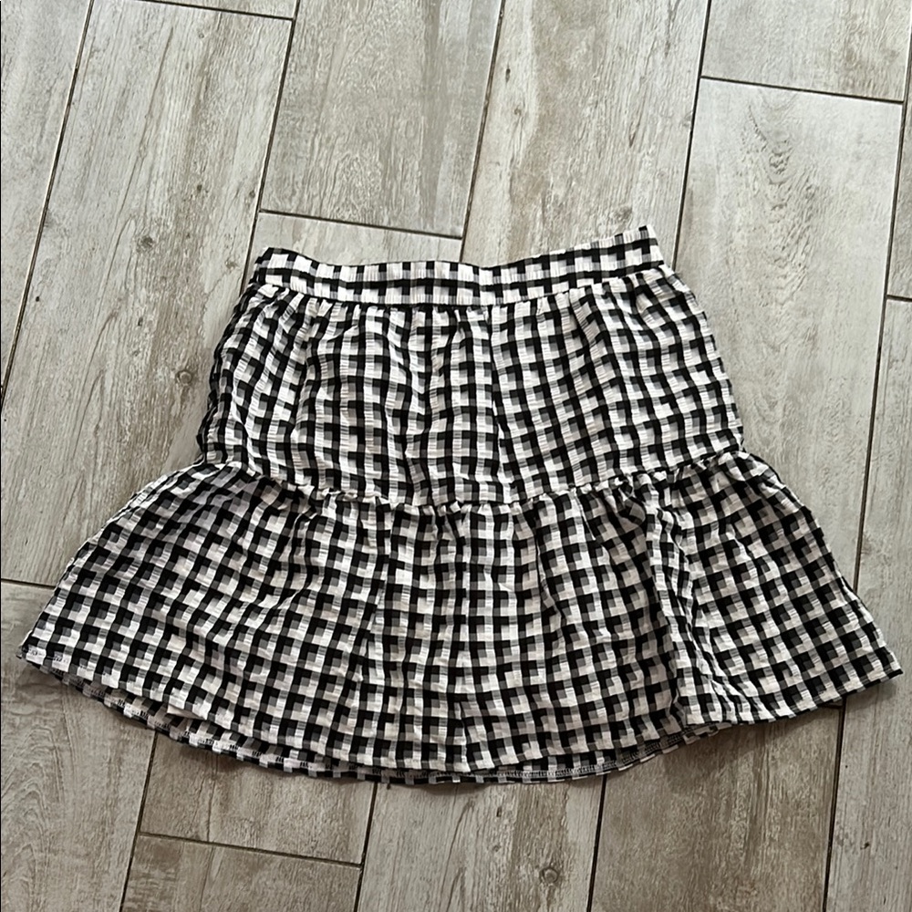 [Topshop] Black\White Gingham Bubble Mini Skirt - Size 6